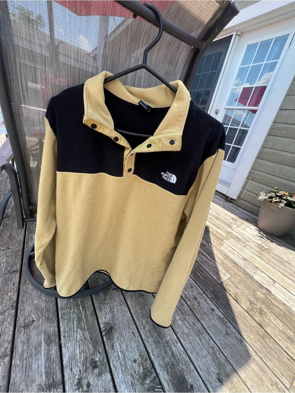 The North Face Black and Mustard/Beige button Fleece Pullover